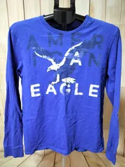 AMERICAN EAGLE アメリカンイーグル イーグルロゴ プリント ロングスリーブTシャツ ブルー Mサイズ