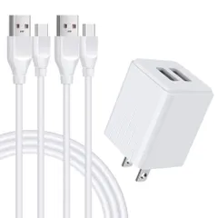 C充電ケーブル*2本(1.8M+0.9M) 2ポートUSB充電器 2.1A/PSE認証済み *1個+Type Andriod スマホ充電 ACアダプタ アンドロイド充電器 タイプc急速充電ケーブル USB電源アダプター ANNIBER スマホ充電コード (Wh