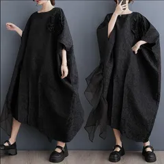 新品 2026新作 モード系　大きいサイズ ワンピース　個性　ゆったり　マジョマジョ センソユニコ ネネット フラボアレディース 秋冬　卒業式　春 新品 長袖　宴会　ブラック