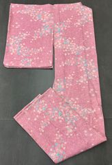 【美品】小紋 着物 ピンク系 可愛らしい花柄