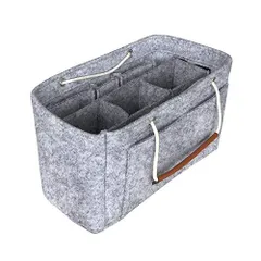 ペールグレー_M横26cm 縦16cm 幅13cm APSOONSELL 軽い バッグインバッグ 自立 整理 化粧ポーチ付き bag in bag organizer insert A4 幅広 バックインバック 軽量 ボックス M ペールグレー