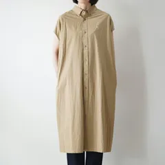 GYMPHLEX | TYO SLEEVELESS B.D. SHIRT DRESS (carbon/beige) size 14 | ジムフレックス シャツワンピース カーボン ベージュ ノースリーブ 刺繍ロゴ