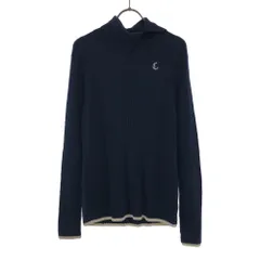 キャロウェイ 未使用 ウールブレンド ロゴ刺繍 ゴルフ 長袖 切り込みタートルネック セーター L ネイビー Callaway ニット タグ付き レディース