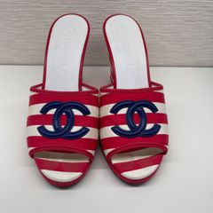 ちろりん様CHANEL シャネル　ミュール　パンプス　ココマーク36 1/2 C 美品】CHANEL シャネル G27078 ココマーク ボーダー サンダル 36