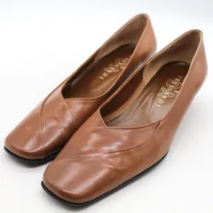 トラサルディ パンプス スクエアトゥ ブランド シューズ 靴 日本製 レディース 22サイズ ブラウン TRUSSARDI 【中古】