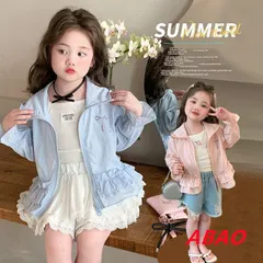 【新商品が大人気です！】女児 UVカット ラッシュガード リボン付き 夏 100cm 洗濯機OK 女児 帽子付き サンガード 夏服 90-130cm 通気性良い 軽量 お出かけyz23