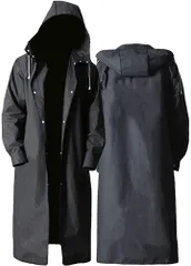 Happiest カジュアル レインコート ロング かっぱ ハイキング ポンチョ軽量 EAV 防水 撥水加工 アウトドア 登山 ブラック：L(ブラック,  L)