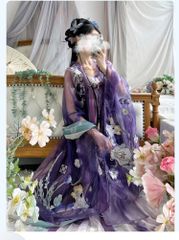 新品未使用 唐代風 漢服 グビジン（虞美人）モチーフ ハイウエストローブ 豪華刺繍入り 大袖トップス 春夏向け フルセット 中華風ストール
