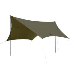 TCヘキサタープ 420cm×420cm オリーブ ポリコットン 難燃素材 ポール ペグ 自在ロープ 延長ベルト 収納袋付き オールインワンセット VASTLAND（ヴァストランド）