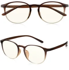 【数量限定】超軽量14g ボストン型 伊達めがね おしゃれ 度なし 紫外線カット パソコン用 メンズ PC眼鏡 レディース メガネ ユニセックス ブルーライトカット JIS規格 [ROTAKUMA] (ブラウン(グラデ))