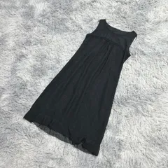 【良品】ひざ丈ワンピース  ノースリーブ  (9AR)  冠婚葬祭  パーティー  レディース  黒系  ブラック【送料無料】