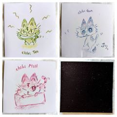 ねこ猫ハンドメイド♡ごんみるてんくり「チビシリーズのマグネットシート」３点セット