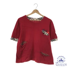 ☆美品☆ marine-blau トップス Tシャツ ボタン付き ポケット付き 半袖 レディース レッド 901-12512 送料無料 古着