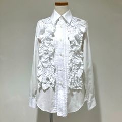 RN-B011 コムデギャルソン コムデギャルソン COMME des GARCONS COMME des GARCONS 綿ブロード 前フリル×タック 長袖ブラウス 白 XSサイズ 2024年A/W