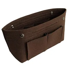 コーヒー_L 30 x 18 x 12 cm APSOONSELL 軽量 バッグインバッグ フェルト Bag in Bag Organizer 自立 収納 ポーチ バックインバック メンズ レディース 大きめ コーヒー色 L