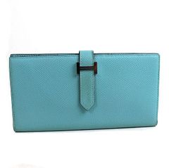 エルメス 長財布　ベアンスフレ　レッドｘシルバー　HERMES 水色　r379 