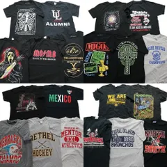 古着卸 まとめ売り 黒・グレー ボディ プリント 半袖Tシャツ 20枚セット (メンズ Ｓ ) スクリーム カレッジ風 中古 古着 MZ9150