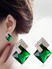 ジュエリー レディース イヤーアクセサリー 女性用 ダイヤモンド ピアス スタッド キラキラ ジオメトリックデザイン ブラック 誕生日プレゼント おしゃれ アクセサリー