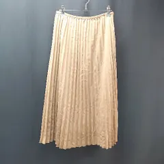 ◇ NATURAL BEAUTY BASIC サイドジップ 裏地 プリーツ 起毛 薄手 膝丈 フレア スカート サイズM ブラウン レディース E  【1310050034290】