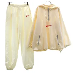 NIKE ナイキ 90s 00s オールド 白タグ 長袖 ハーフジップ パーカー 上下 セットアップ 生成り プルオーバー 裏メッシュ メンズ 古着