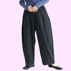 Color:ブラック_Size:Free Size [Leadamon-oee] ワイドパンツ サルエルパンツ レディース ガウチョパンツ きれいめ 楽ちん バルーンパンツ 大きいサイズ ゆったり 可愛い パンツ 春秋冬 ウエストゴム ボトムス 無地 カジュア