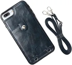 MocliL iPhone 8 Plus / 7 Plusスマホショルダー ストラップ ケース 斜めがけ 首掛け 肩掛け カード収納 レディース メンズ 日本国内検品＆梱包(インディゴ,  iPhone 8 Plus / 7 Plus)のサムネイル