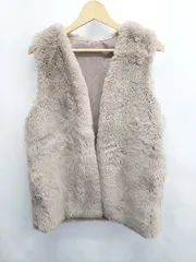 ◇ ⊇ GRL グレイル fo1596 ファー ベスト サイズF グレージュ系 レディース E  【1506110016140】