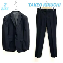 TAKEO KIKUCHI タケオキクチ セットアップスーツ 格子柄 チェック柄 テーラードジャケット ノッチドラペル 二つボタン サイドベンツ 袖口開き見せ 背抜き スラックス パンツ チャコールグレー メンズ ゴーゴー古着久喜倉庫店 B9976