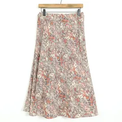 【美品】ローラアシュレイ★フレアスカート ロング丈 サイズ11 薄茶系 ウエストゴム 花柄 z13848