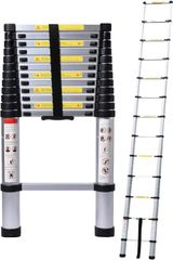 DayPlus 伸縮はしご 最長5 m (16.5 ft) 折り畳み伸縮梯子 多機能アルミはしご 持ち運びに便利 軽量 耐荷重150 kg 室内室外両用 自動ロック 安全ロック スライド式 アルミ梯子 ホームロフトオフィスに適合 日本語説明書