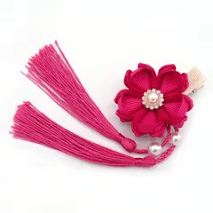 髪飾り ピンク つまみ細工 パールビーズ 成人式 卒業式 子供 キッズ 女の子 ヘアピン クリップ 入園式 卒園式 初節句 ひな祭り 花 和風 浴衣 袴 着物 七五三 ヘアアクセサリー 髪留め 日本製 ローズ W15 320-220 u941　Si