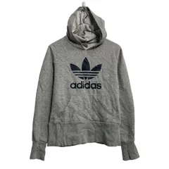 adidas ロゴスウェット パーカー アディダス S~ グレー プルオーバー 裏起毛 古着卸 アメリカ仕入 a701-6147