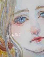 [ 原画 ] 水彩画　手描きイラスト　オリジナルイラスト　ソロチカ　ひまわり