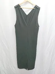 ◇ Samansa Mos2 blue 裾スリット ジャンスカ 膝下丈 ジャンパー スカート サイズＦ ブラック レディース P  【1407260047124】