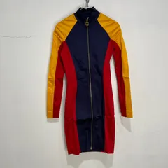 ☆MOSCHINO☆モスキーノジーンズ☆PATCH&WARK☆70sモダンヒッピーフルジップワンピース☆タイトワンピ☆イタリア製☆ＵＳ8☆L23M