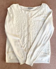 【美品】穴口恵子着用品♡ 　LYON  リヨン　花柄レース　カーディガン　前開きボタン　サイズ表記３８　コットン