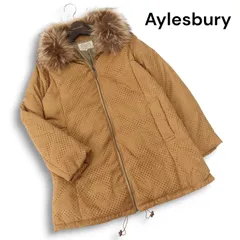 Aylesbury アリスバーリー 秋冬 パンチング フェイク スウェード★ リアル ファー ダウン コート Sz.9 レディース