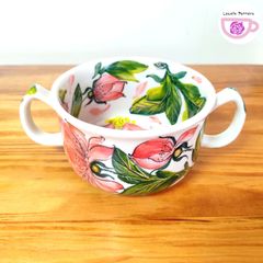 スープカップ　300ml　ピンクの芍薬模様　ポーランド食器　ツェラミカミレナ社　オーブン・電子レンジ・食洗機対応　ポーリッシュポタリー