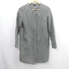 ◇ ⊇ APARTBYLOWRYS アパートバイ ウール混 長袖 ノーカラーコート サイズM ダークグレー レディース E  【1506130013433】のサムネイル