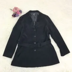 TRANS WORK　トランスワーク　ジャケット　コート　ベルト付き 　黒　ブラック　１１号　Ｌサイズ　ベロア調　レディース　三陽商会