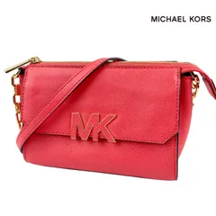 MICHAEL KORS　マイケルコース　MKロゴ　チェーン　ショルダーバッグ　ピンク　レッド