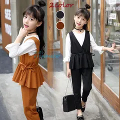 韓国子供服 3点セット 女の子 カジュアル トップス パンツ 学生セットアップ スーツ 長袖 入学式 無地 きれいめ卒園式 キッズ 上下セット こども 秋冬  vii3v946250