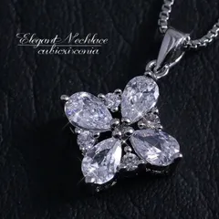 4葉のクローバーモチーフ ゴージャスフラワーネックレス シルバー