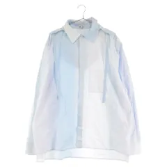 LOEWE (ロエベ) Striped Cotton Hooded Shirt H526Y05WBM ストライプ フーデッドシャツ オーバーサイズ長袖シャツ ブルーのサムネイル
