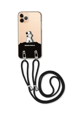 iPhone 17 ProMAX アイフォン17プロマックス スマホケース ショルダーストラップ 紐 付き 宇宙飛行士 宇宙 月 スペース ムーンウォーク おもしろい かっこいい ブラック カラー01