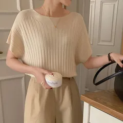 トップス ニットトップス カットソー 半袖トップス 無地 透け シンプル カジュアル オフィス通勤 体型カバー 普段着 日常 大人 レディースファッション 20代 30代 40代 50代 60代 ワンピスターxinshiyi01