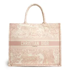 クリスチャンディオール ブックトート ラージ トワル ドゥ ジュイ エンブロイダリー ハンドバッグ コットンキャンバス エクリュ ピンク M1286ZTDT Christian Dior（新品・未使用品）