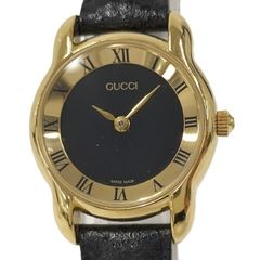 GUCCI レディース 腕時計 クォーツ レザーベルト ブラック文字盤 GP 5100L