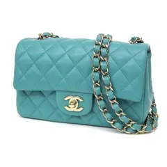 シャネル CHANEL チェーンショルダーバッグ ミニマトラッセ ブルー ラムスキン
