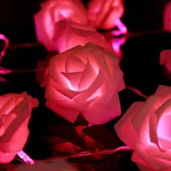 【新着商品】結婚式 パーティー クリスマス 誕生日 ワイヤーライト DIY吊り下げる飾りライト 電池式 電球数20 飾りライト 3m LED ストリングライト イルミネーションライト (レッド) 電飾 バラ Wfledlig